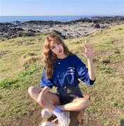 2018 mùa hè Hàn Quốc cô gái giản dị bông ngắn tay áo T-Shirt có thể mặc bên ngoài quần áo đồ ngủ nữ sinh thủy triều