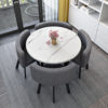 Imitation of marble round+gray cloth chair, a table of 4 chairs, imitation marble round+gray cloth chair, one table, 4 chairs
