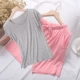 Modal Pyjama Quần short tay ngắn dành cho nữ Thiết lập dịch vụ gia đình hai mảnh rộng Kích thước lớn Mùa hè Phần mỏng có thể mặc được bên ngoài - Nam giới