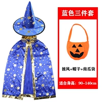 Синий (плащ+шляпа+тыквенная сумка)