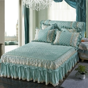 Váy ngủ bằng pha lê cashmere dày phủ chăn giường mùa thu và mùa đông fa nhung nệm bọc ren nhung san hô giường bed flannel - Váy Petti