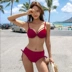 Hàn Quốc V-cổ gợi cảm bikini bikini ngực nhỏ thép tấm tập hợp ngực cao eo tam giác chia áo tắm phụ nữ - Bikinis áo tắm kín đáo Bikinis