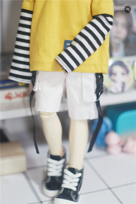 taobao agent Lazy baby doll Bjd baby clothes pants SD 34 points Uncle Dragon Soul Black and White Simpling, Handling, Loose Sisted Middle Pants