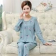 Mùa xuân và mùa thu mùa hè trung niên và người cao tuổi Bộ đồ ngủ cotton dài tay phụ nữ trung niên mẹ già mẹ chồng lỏng lẻo phục vụ nhà - Bộ Pajama