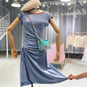 Dây rút bow tie mỏng vest váy nữ 2018 mùa hè mới Hàn Quốc phiên bản của vòng cổ cao eo sọc váy