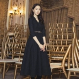 Осеннее платье, приталенный элитный корсет, французский стиль