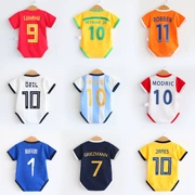 2018 World Cup bé jersey cotton ngắn tay jumpsuit bé phù hợp với bóng đá mùa hè người hâm mộ nhỏ tam giác romper