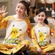 Đồ ngủ trẻ em mùa xuân và mùa thu cô gái cotton dài tay cha mẹ-con và con gái nhỏ cô gái mỏng phần quần áo nhà Trung Quốc phù hợp