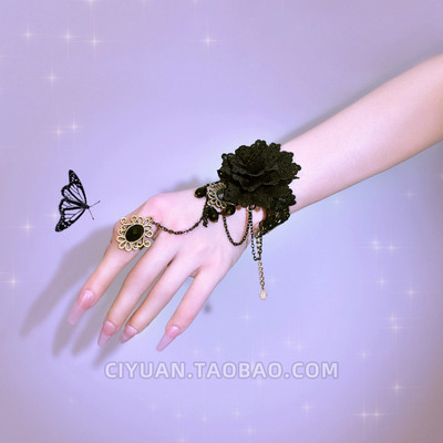 taobao agent Wristband, chain, ring, gloves, accessory, Lolita style, punk style, flowered
