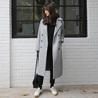 Mùa thu và mùa đông Áo khoác len nữ mới của Hàn Quốc trong chiếc áo len dài hai bên dày trên áo len màu xám trên đầu gối - Áo Hàn Quốc áo khoác dạ dài nữ hàn quốc