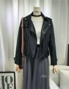 Mùa thu 2018 phiên bản Hàn Quốc của khí đen pu da ve áo da phụ nữ tự canh thời trang hoang dã áo khoác ngắn