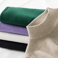 Демисезонный цветной лонгслив, универсальный трикотажный свитер, тонкий шарф, высокий воротник, в обтяжку