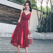 Mùa hè 2019 mới đình chỉ váy đầm nữ dài điểm voan Thái Lan đầm đi biển bên bờ biển - Váy dài
