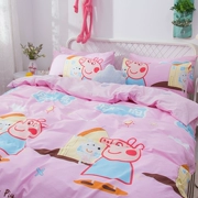 Pig Peggy giường bốn mảnh trẻ em bông cotton Peggy sheets quilt cover hồng nghịch ngợm leopard ba 4 bộ
