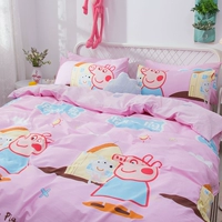 Pig Peggy giường bốn mảnh trẻ em bông cotton Peggy sheets quilt cover hồng nghịch ngợm leopard ba 4 bộ chăn ra gối nệm