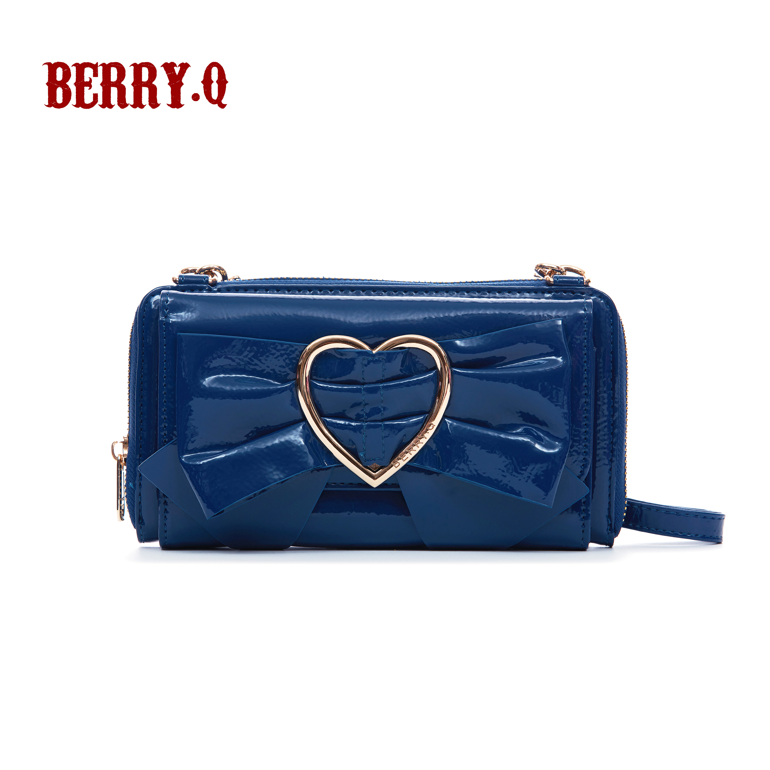 Electronic BlueBQ-COCO- Patent leather Melon lines bow Handbag Messenger coin purse Mobile phone bag Card bag lolita hold in the hand