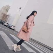Chanel ca cao eo, áo khoác len, nữ, phần dài, phiên bản Hàn Quốc, 2018 mới dày, nhỏ, áo khoác len, nữ