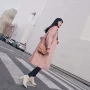 Chanel ca cao eo, áo khoác len, nữ, phần dài, phiên bản Hàn Quốc, 2018 mới dày, nhỏ, áo khoác len, nữ áo khoác dạ lông cừu nữ