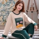 Đồ ngủ nữ mùa xuân và mùa thu cotton dài tay lỏng lẻo Dịch vụ gia đình Hàn Quốc tươi ngọt mùa thu và mùa đông phù hợp với dâu tây - Giống cái