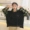 Mùa xuân và Mùa Thu của Phụ Nữ 2018 Mới của Hàn Quốc phiên bản của các kẻ sọc lỏng khâu nút dài tay áo len trùm đầu áo khoác sinh viên áo sơ mi