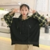 Mùa xuân và Mùa Thu của Phụ Nữ 2018 Mới của Hàn Quốc phiên bản của các kẻ sọc lỏng khâu nút dài tay áo len trùm đầu áo khoác sinh viên áo sơ mi đồ nữ đẹp Áo len