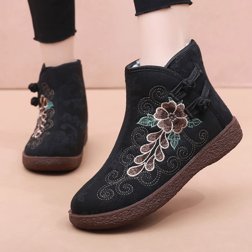 Утепленные удерживающие тепло этнические слипоны, обувь, нескользящие туфли, сапоги для матери, этнический стиль, мягкая подошва