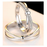 Phiên bản Hàn Quốc của trang sức nhẫn bạc nhẫn nhẫn nam và nữ mẫu đôi đan xen tình yêu mở miệng nhẫn trang sức - Nhẫn nhẫn lông đuôi voi