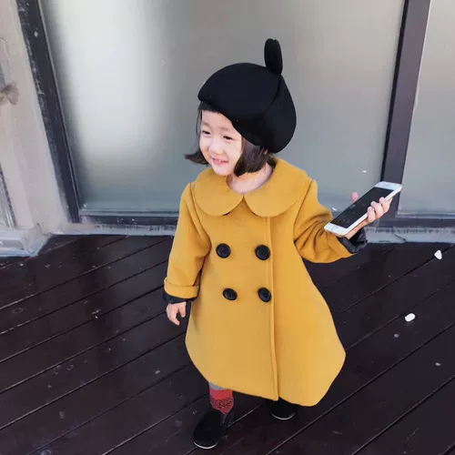 Стеганое демисезонное брендовое шерстяное пальто для девочек, куртка, детская одежда
