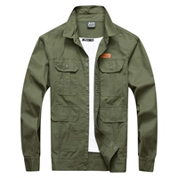 Летний топ армейского зеленого цвета с четырьмя карманами из чистого хлопка (на пуговицах)