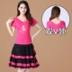 Двойная v -neck Black Rose W1 с коротким рукавом+розовая красная плавающая юбка