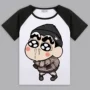 Mùa hè spoof phim hoạt hình anime Crayon Shinchan ngắn tay màu đen cổ áo T-Shirt nam giới và phụ nữ những người yêu thích mặc sinh viên thủy triều xung quanh quần áo hình dán doraemon