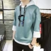 Áo len nam áo hoodie thủy triều hip hop mùa xuân và mùa thu tay áo bảy điểm xu hướng sinh viên áo sơ mi nam áo khoác nam - Áo len áo khoác hoodie Áo len