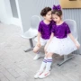 Trang phục trẻ em, tutu, hợp xướng, biểu diễn piano, bé gái, cổ vũ, jazz, múa sequin tím - Trang phục váy trẻ em hàn quốc