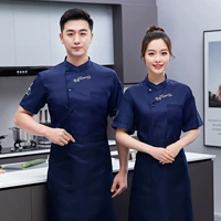 Знаменитый шеф-шорт-рукав тибетский синий [одиночный топ+фартук]