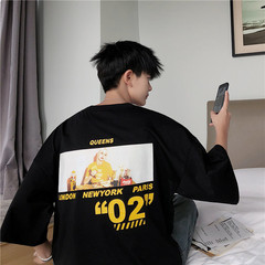 Net red five point sleeve men's T-shirt loose ins Korean version tiktok summer summer blouse, short sleeved jacket, hip hop, port wind half sleeve