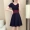 Mùa hè 2019 của phụ nữ nước hoa nhỏ với màu tương phản rỗng ngắn tay dài phần cao eo Một chiếc váy lụa băng từ nữ - A-Line Váy thời trang nữ cao cấp