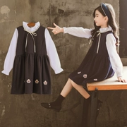 Trang phục trẻ em nữ 2018 phiên bản mới dành cho nữ Hàn Quốc của trẻ em lớn áo dài tay váy gió mùa xuân và váy mùa thu cho trẻ em