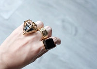 [Khuyến mãi] Nhẫn HM cos phong cách khác truyện gió đen 17,5mm nhẫn vàng tây nữ