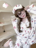 Hello Kitty, фланелевая зимняя пижама, милый удерживающий тепло лонгслив, комплект