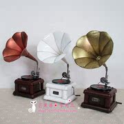 đầu đĩa than cổ victor Retro Vintage Vinyl Recorder Home Trang trí mềm Nhiếp ảnh Đạo cụ Big Horn Gramophone Mô hình trang trí - Máy hát máy phát nhạc đĩa than tiếng anh