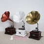 Retro Vintage Vinyl Recorder Home Trang trí mềm Nhiếp ảnh Đạo cụ Big Horn Gramophone Mô hình trang trí - Máy hát máy nghe nhạc đĩa than tiếng anh