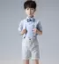 Đẹp trai ăn mặc mùa hè bộ đồ nhỏ phù hợp với cậu bé dẫn chương trình catwalk Trang phục trẻ em của Anh váy hoa cô gái thời trang trẻ em nam Trang phục