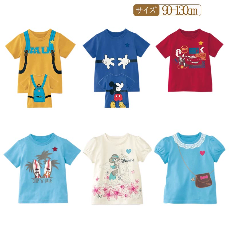 Xuất khẩu cho trẻ em Nhật Bản quần áo bé trai và bé gái cotton áo thun ngắn tay mùa hè 1-6 em bé hoạt hình áo thun nửa tay áo thun thủy triều - Áo thun