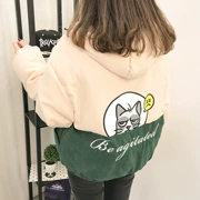 Quần áo cotton nữ ngắn ngày đông 2019 phiên bản mới Hàn Quốc in bánh mì áo khoác cotton rộng rãi áo khoác cotton dày - Bông
