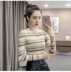 Áo dệt kim nữ 2019 xuân hè mới phiên bản Hàn Quốc mới của chiếc áo len quây nửa cổ cao tự may sọc áo len đáy mùa thu - Vòng cổ áo len Vòng cổ áo len
