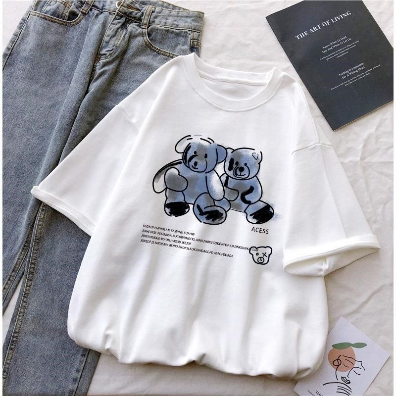 1094 White2021 summer new pattern white Short sleeve T-shirt schoolgirl easy Crew neck Compassionate printing trend Best Sellers summer wear female