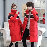 Áo khoác cotton mùa đông mới trong phần dài của quần áo cotton nam và nữ phiên bản Hàn Quốc 2018 áo khoác cotton ấm áp màu áo sinh viên áo khoác nam hàng hiệu