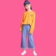 Quần jean bé gái 2020 quần áo mùa xuân mới trẻ em lớn Hàn Quốc giản dị quần ống rộng trẻ em quần dài - Quần