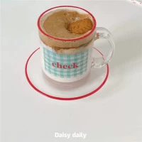 Корейский блогер INS Та же клетчатая английская буква печатайте стеклянную чашку чашки молока чашка для завтрака чашка кофейная чашка фруктовый сок