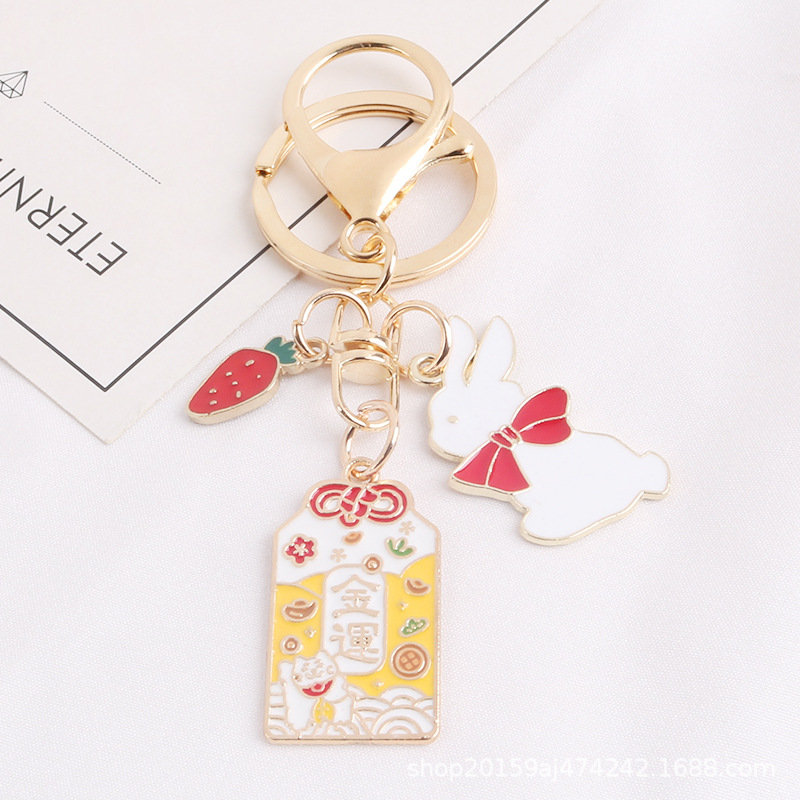 Q550-2new pattern Listing Alloy flower Key buckle lovely rabbit thin ginseng Metal parts originality trend Key ring Hanging decoration